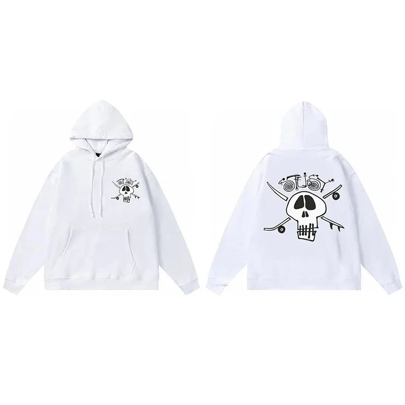 Stussy Stussy White Skull Print Hoodie White - 1