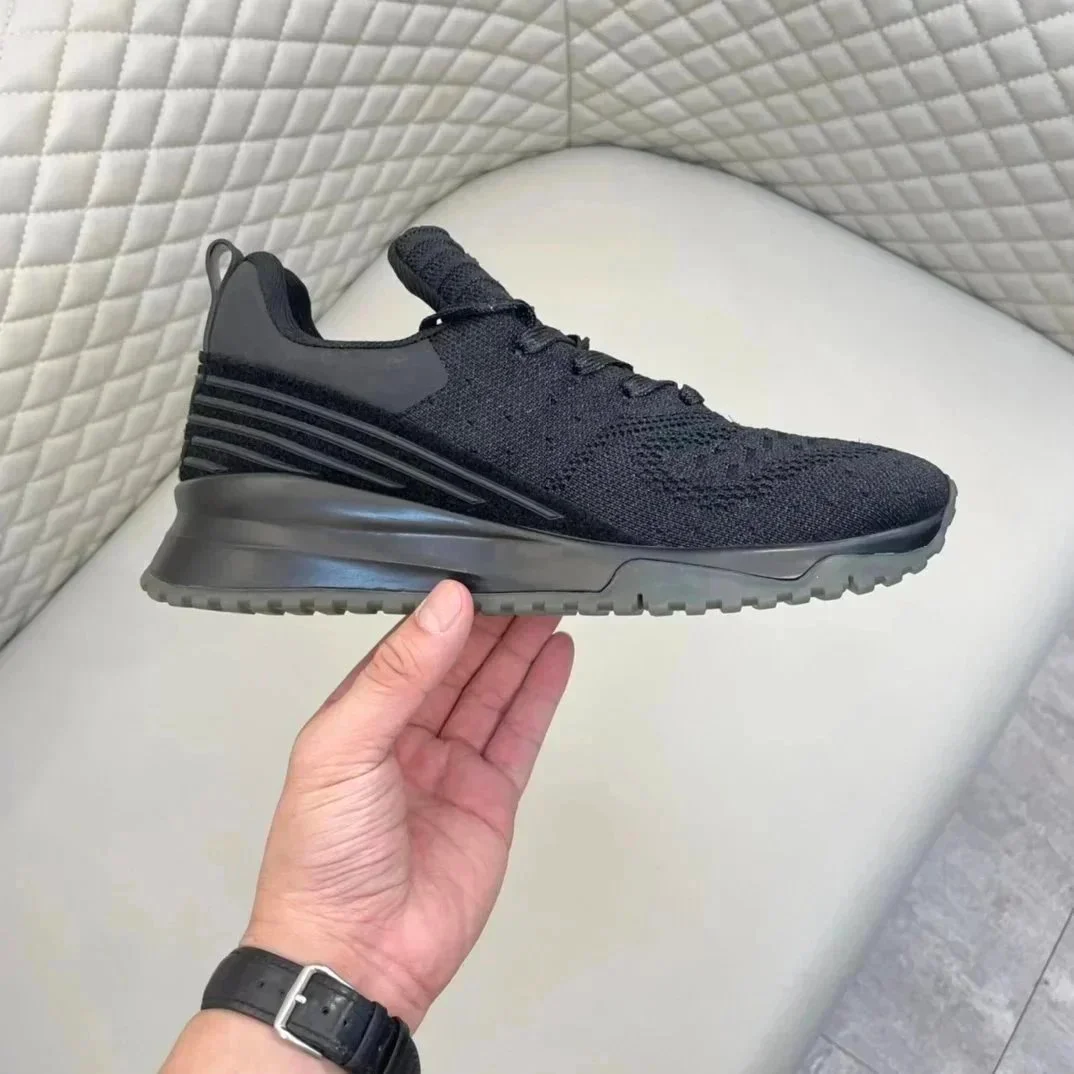Other Unisex Black Knit Sneakers with Striped Accents Black - 1