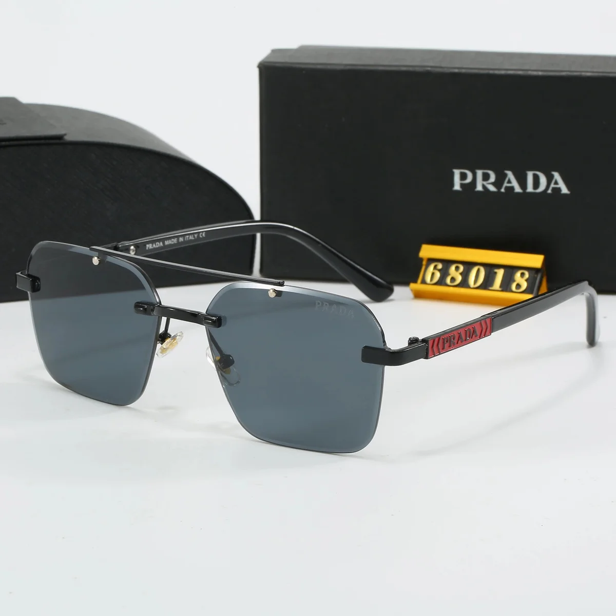 Prada Prada Classic Logo 68018 Black Sunglasses Black - 1