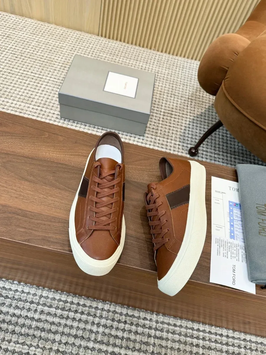 Tom Ford Tom Ford Brown Leather Sneakers Brown - 1