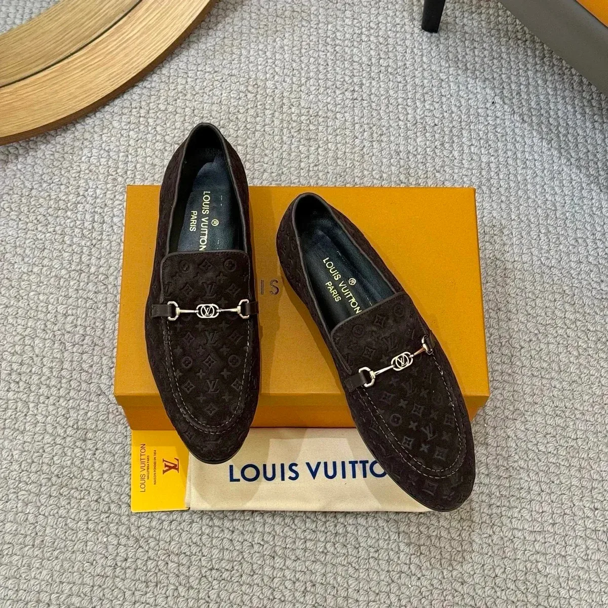 Louis Vuitton LV Trenér monogram mokasíny Tmavě hnědé