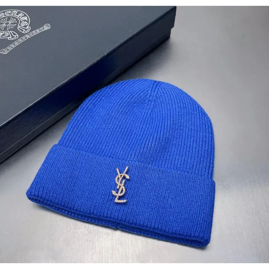 Saint Laurent Saint Laurent YSL Blue Beanie Blue - 1