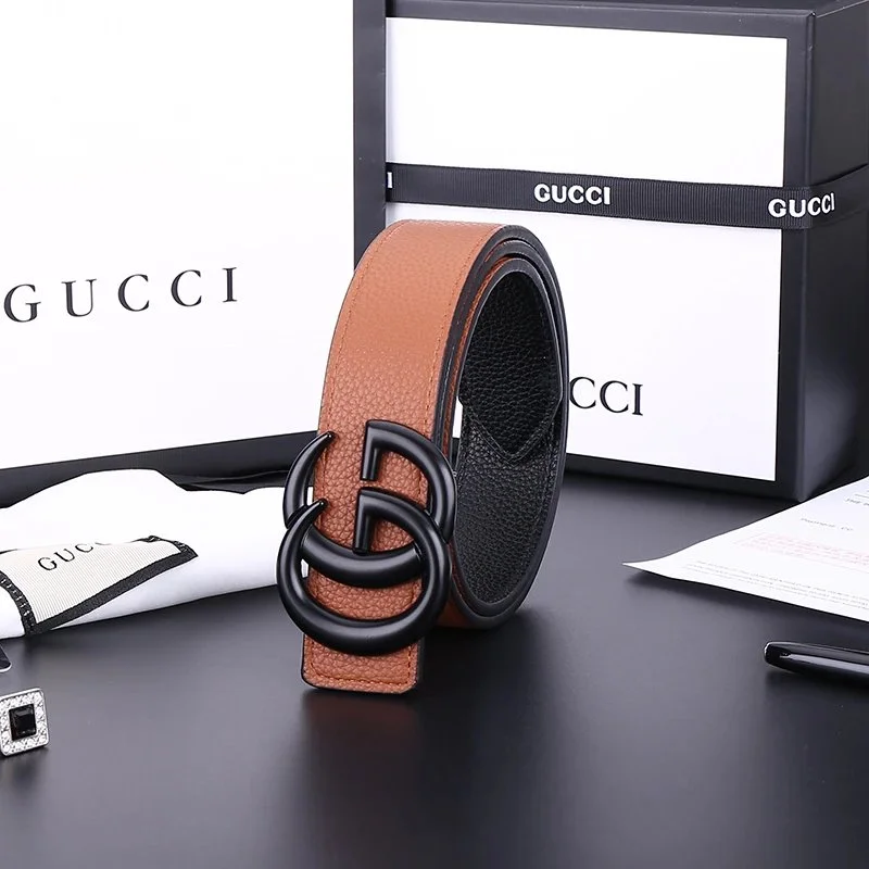 Gucci Gucci GG Belt Brown Leather Brown - 1