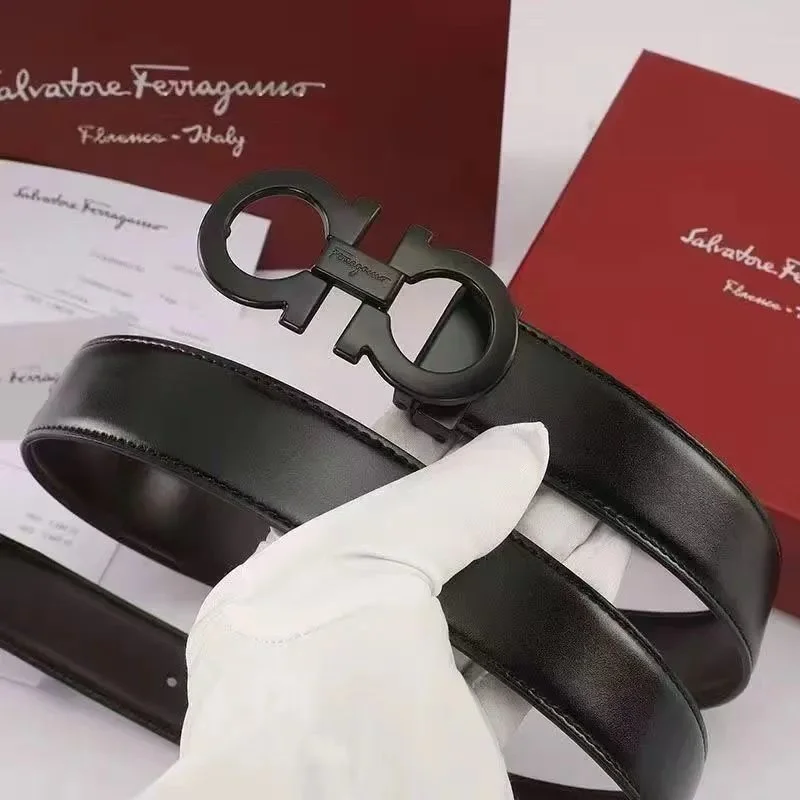 Salvatore Ferragamo Salvatore Ferragamo Gancini Belt Black Leather Belt Black
