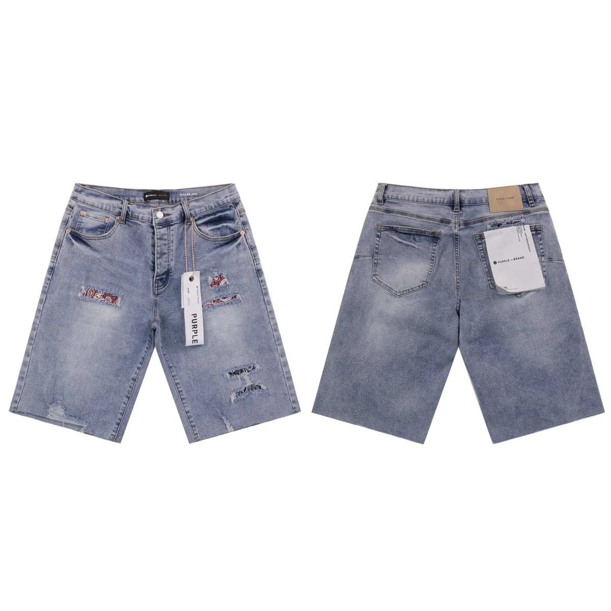 Purple Brand Purple Brand P001 Distressed Denim Shorts Blue - 1