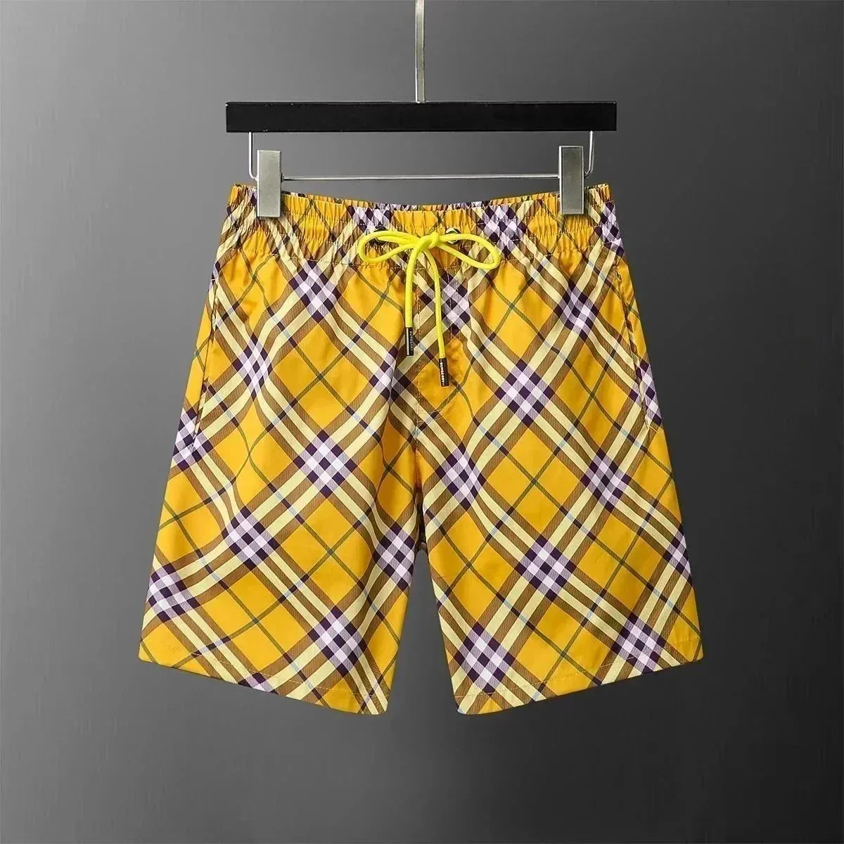 Other Yellow Plaid Shorts with Drawstring Waist Yellow - 1