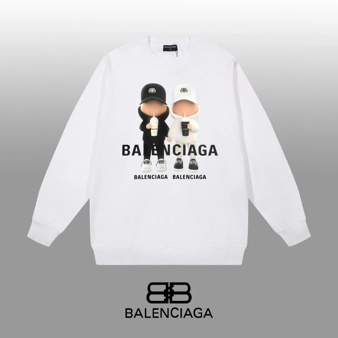 Balenciaga Balenciaga White Cartoon Graphic Sweatshirt White - 1