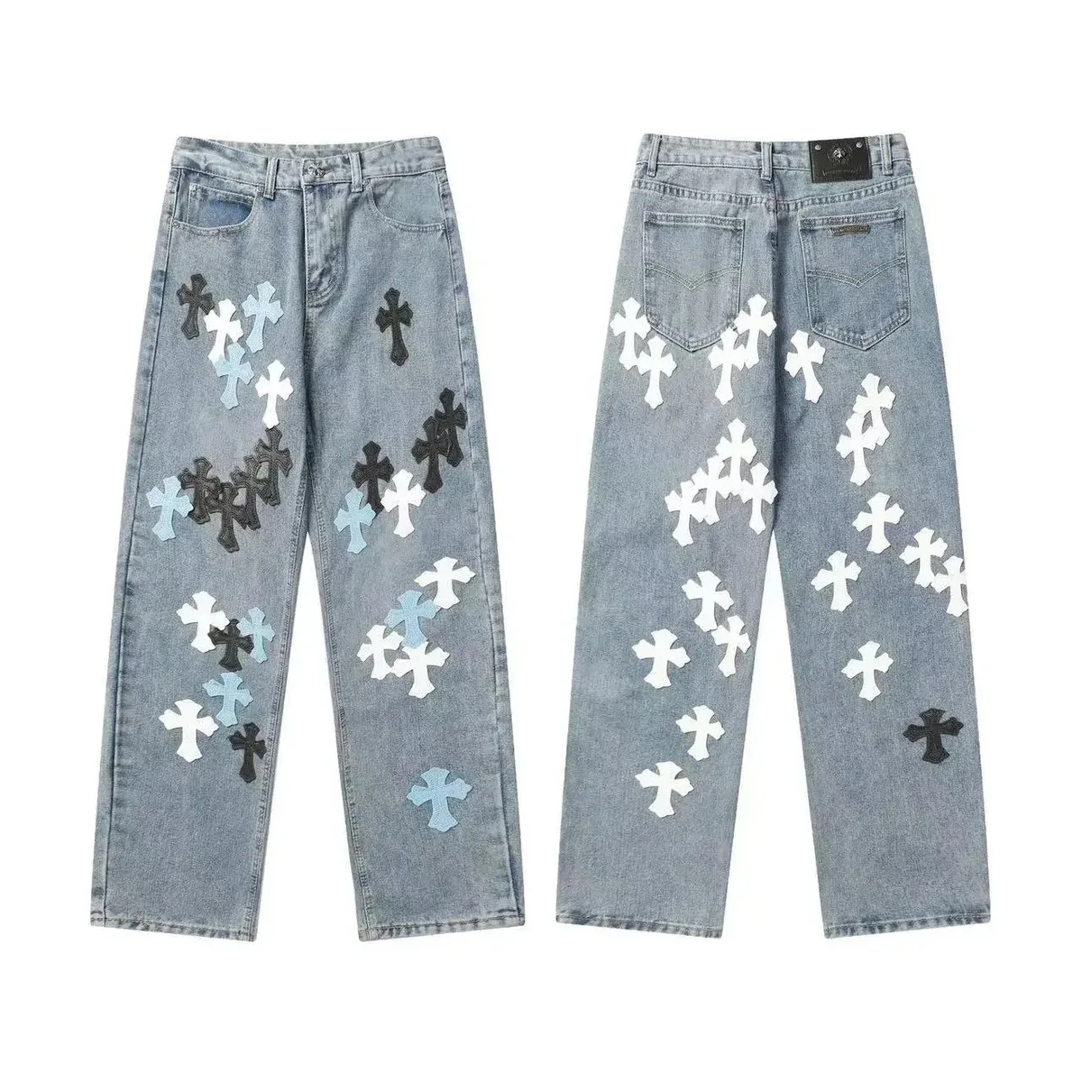 Chrome Hearts Chrome Hearts CH Cross Multi Cross Light Wash Jeans Blue