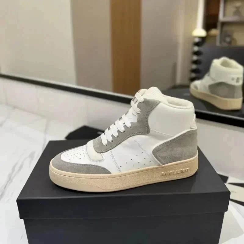 Saint Laurent Saint Laurent White Grey Beige High-Top Sneakers Multicolor