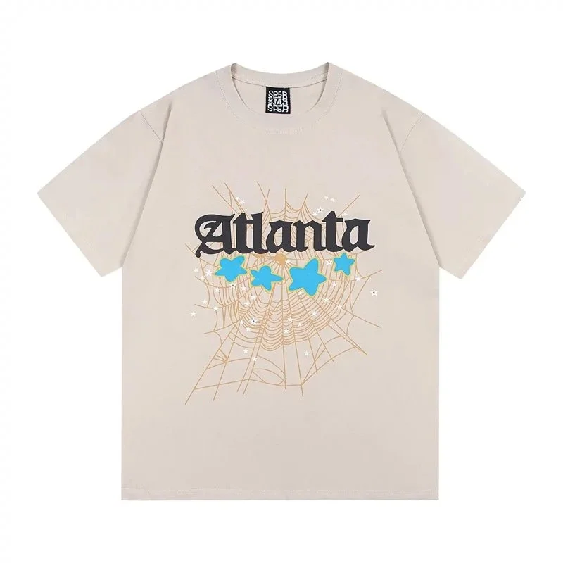 Other Atlanta Spider Web T-Shirt Beige Casual Tee Beige - 1