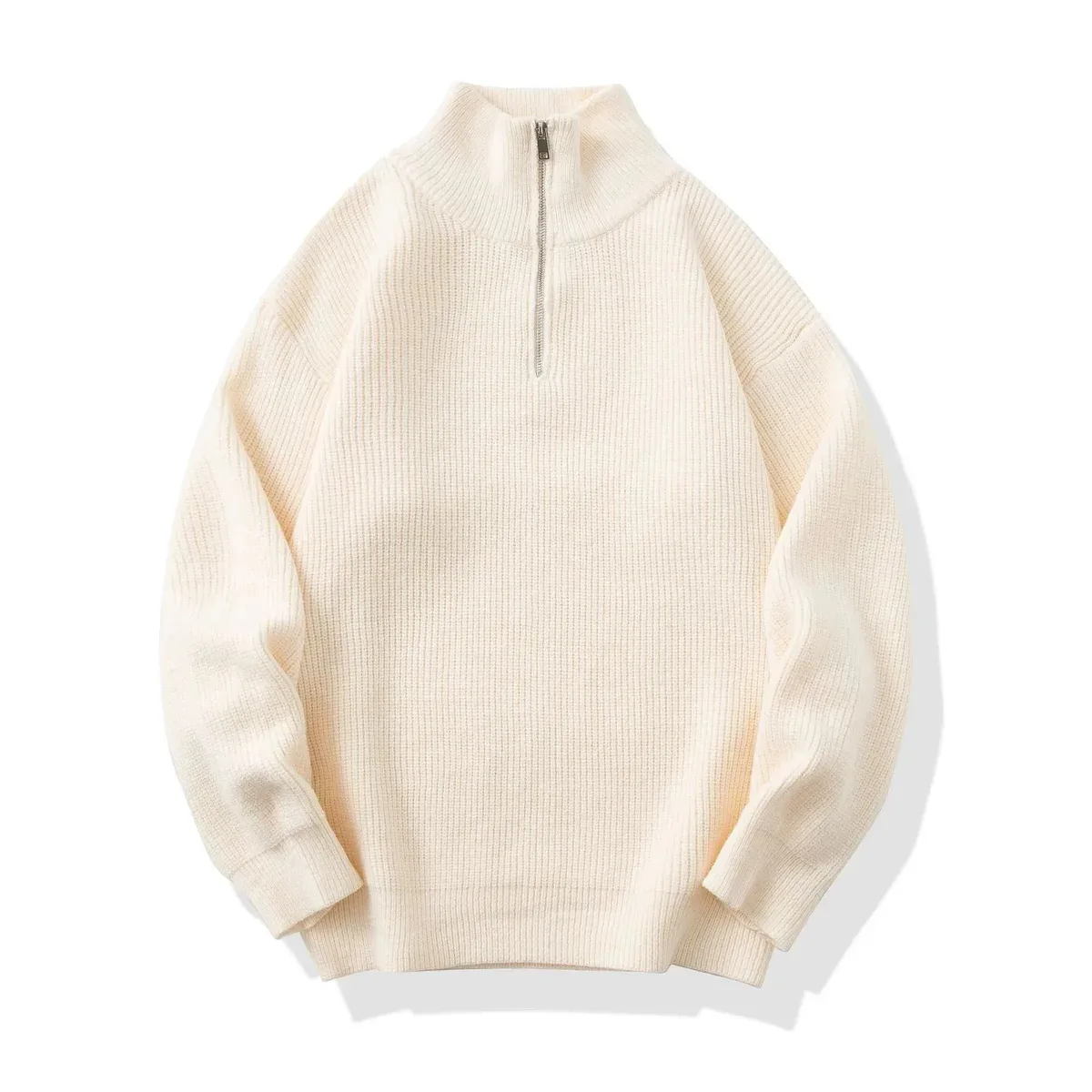 Other Beige Relaxed Fit Zip-Up Sweater Beige - 1