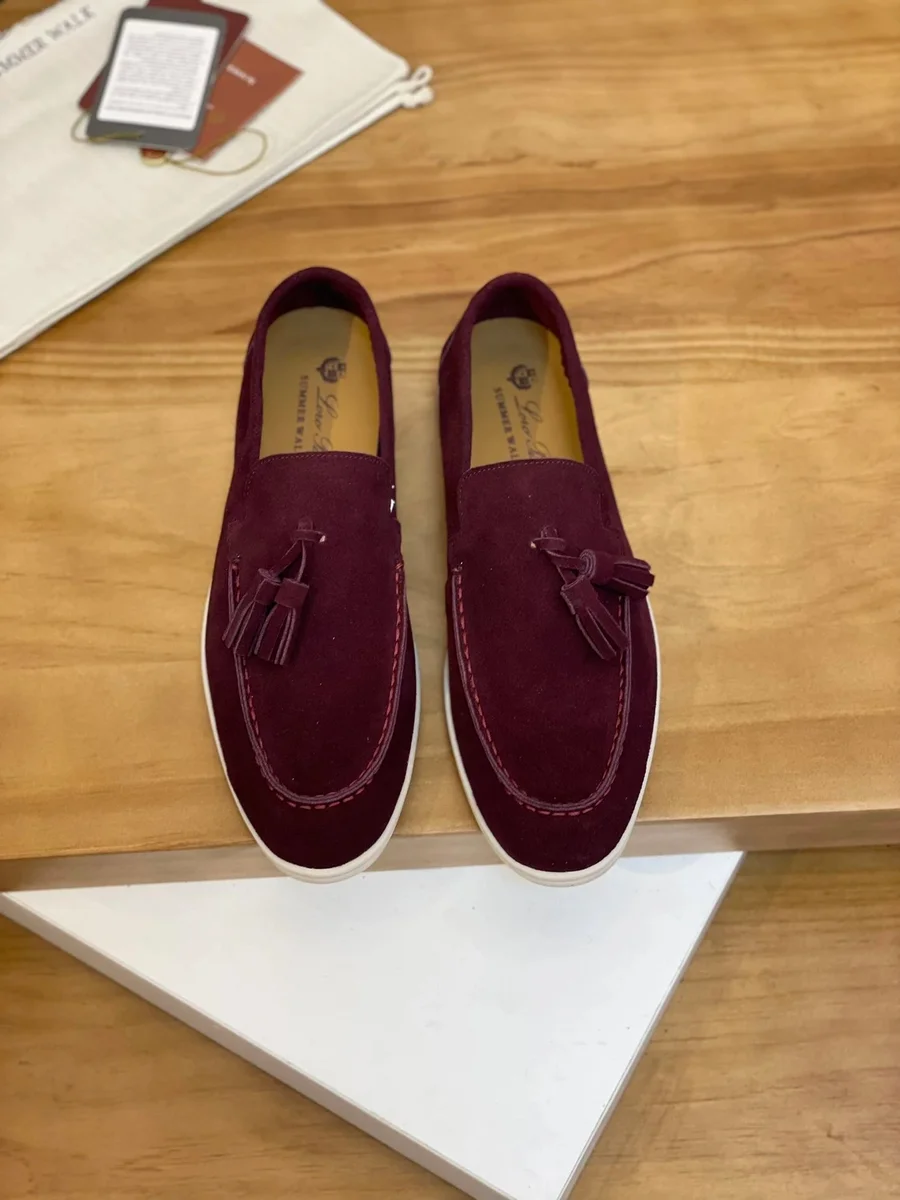 Other Burgundy Suede Tassel Loafers Brown - 1