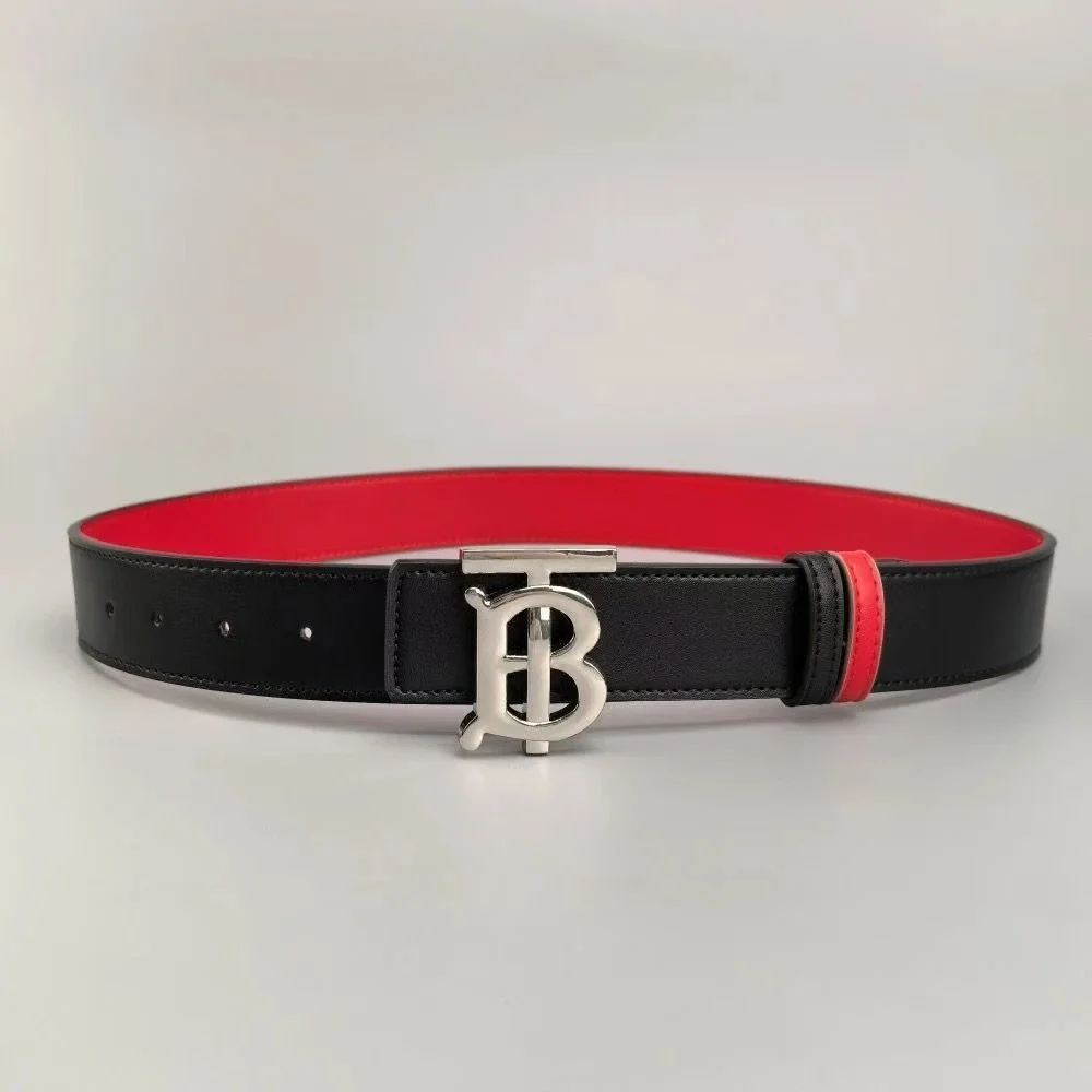 Burberry Burberry TB Monogram Belt Black/Red Leather Belt Black - 1
