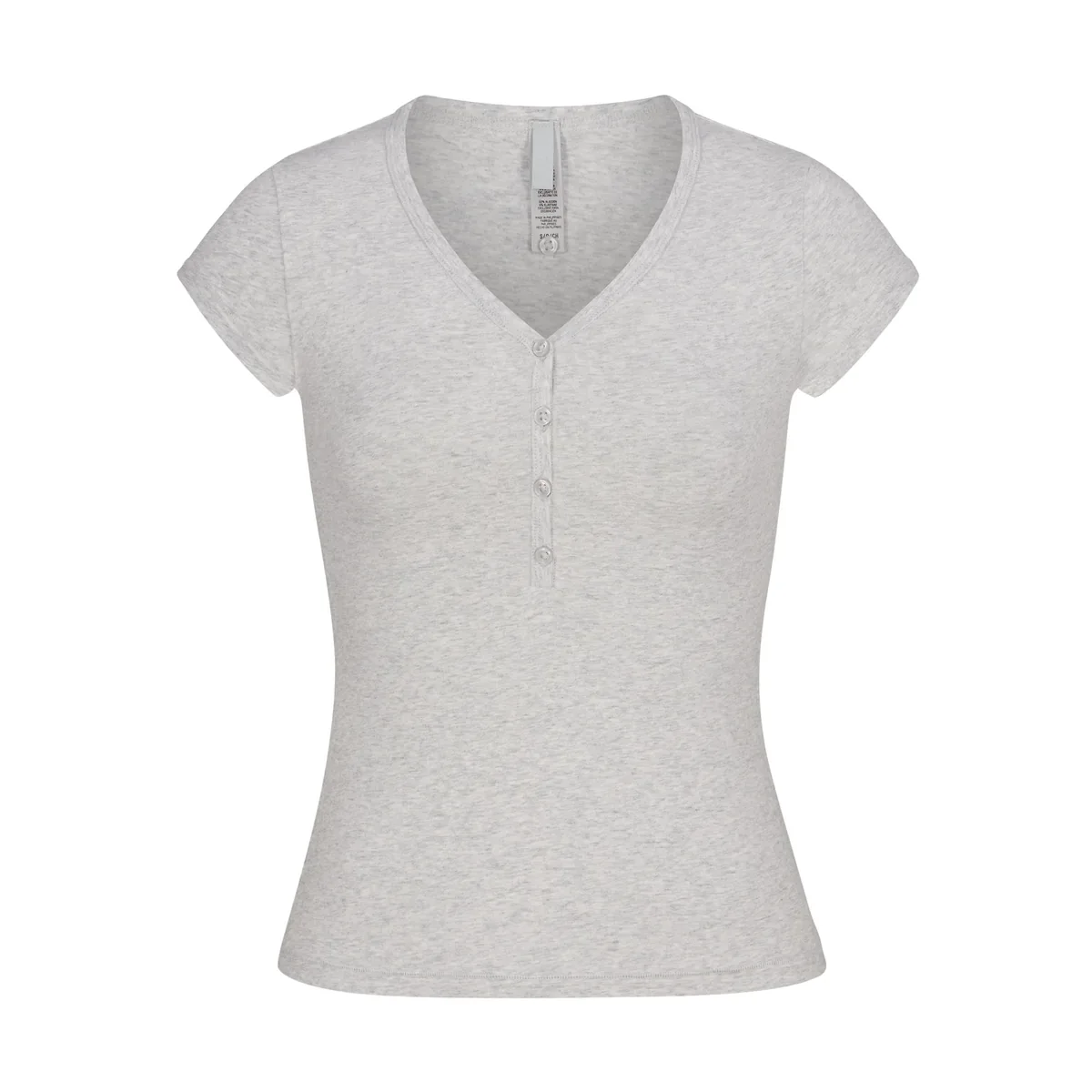 Other Light Gray V-Neck Henley T-Shirt Grey - 1