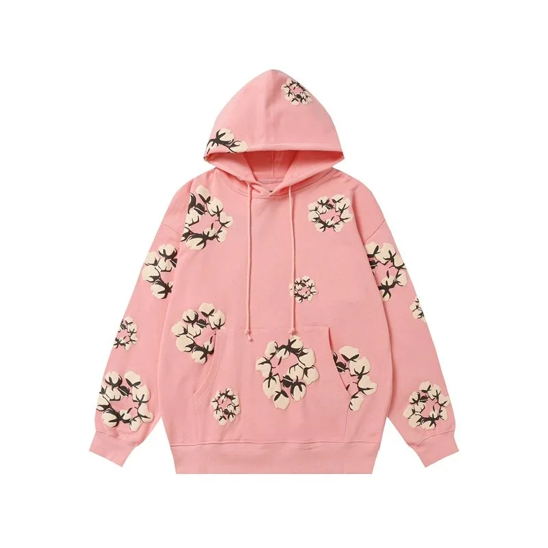 Other Pink Floral Print Oversized Hoodie Pink - 1