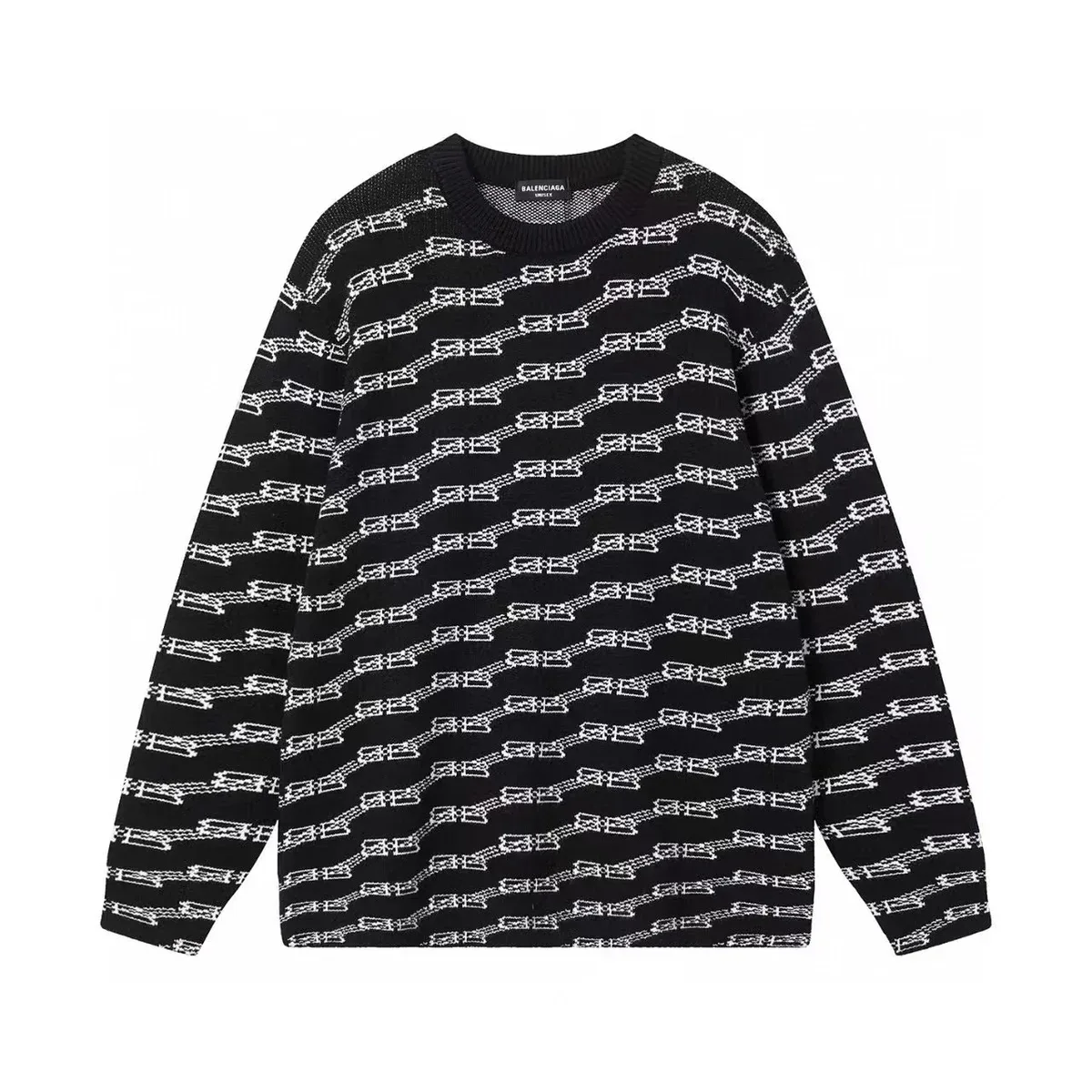 Balenciaga Balenciaga Chain Logo Sweater Black White Black - 1