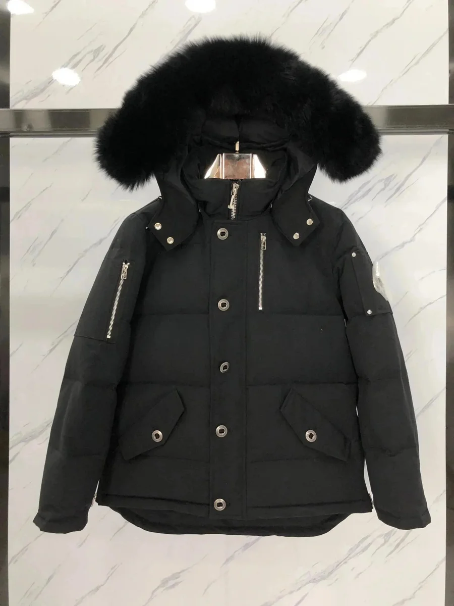 Other Black Fur Hooded Parka Winter Jacket Black - 1