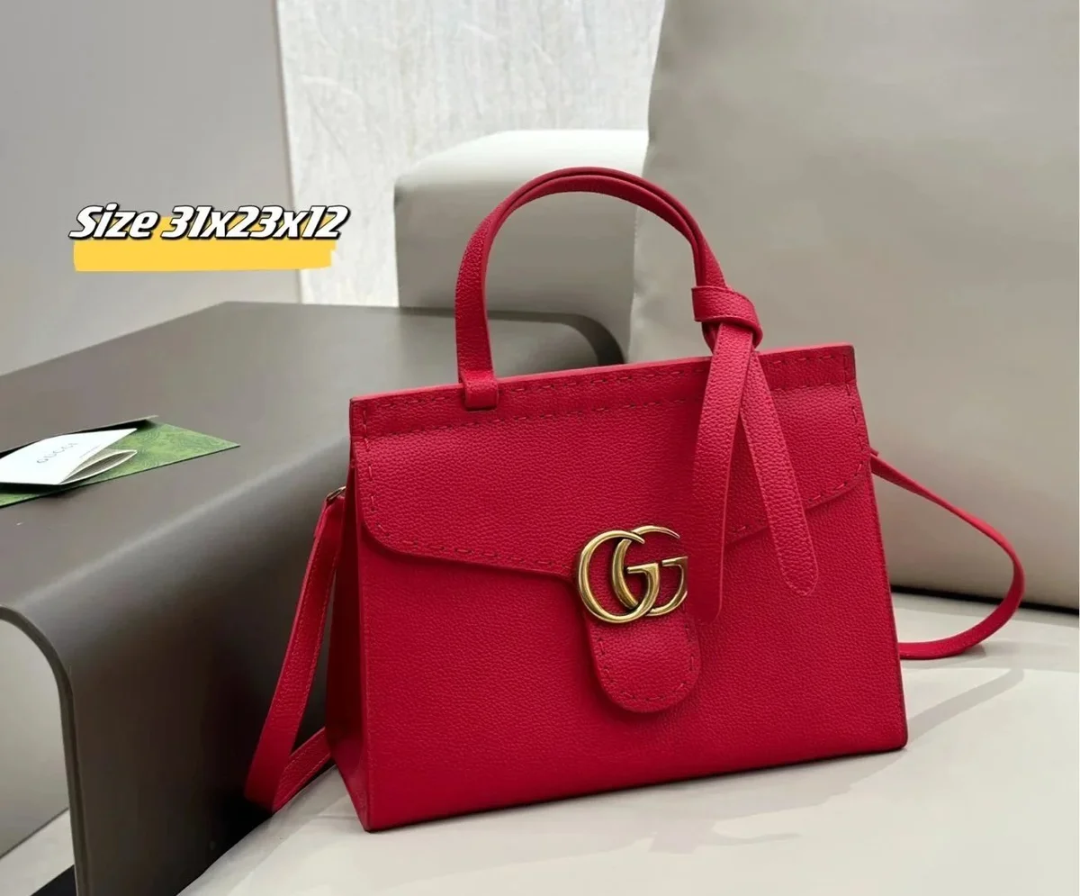 Gucci GG Marmont Red Leather Tote Bag