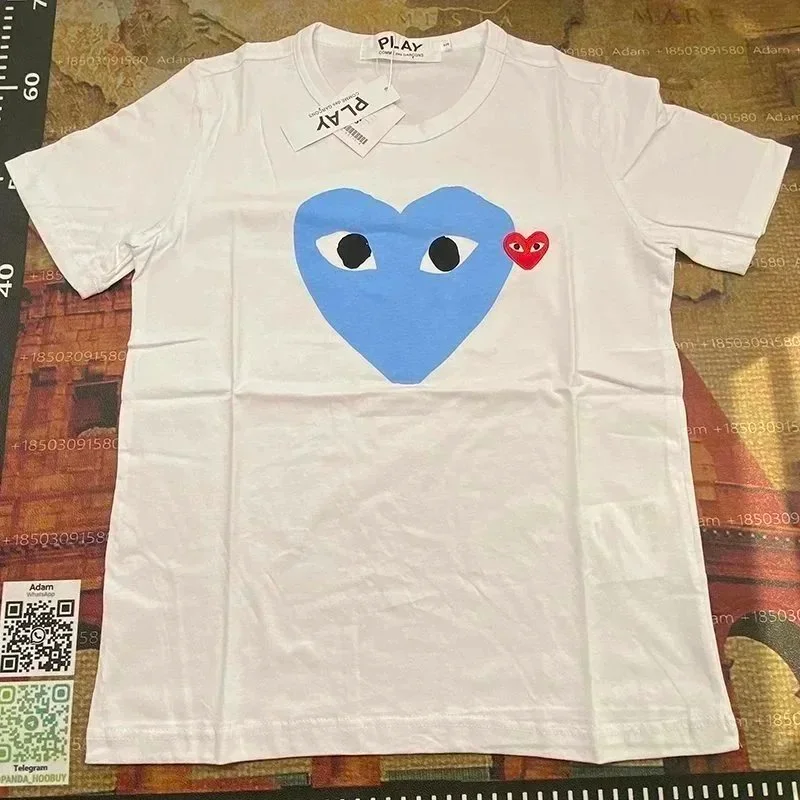 Comme des Garçons Comme des Garçons Play White/Blue Heart T-Shirt White