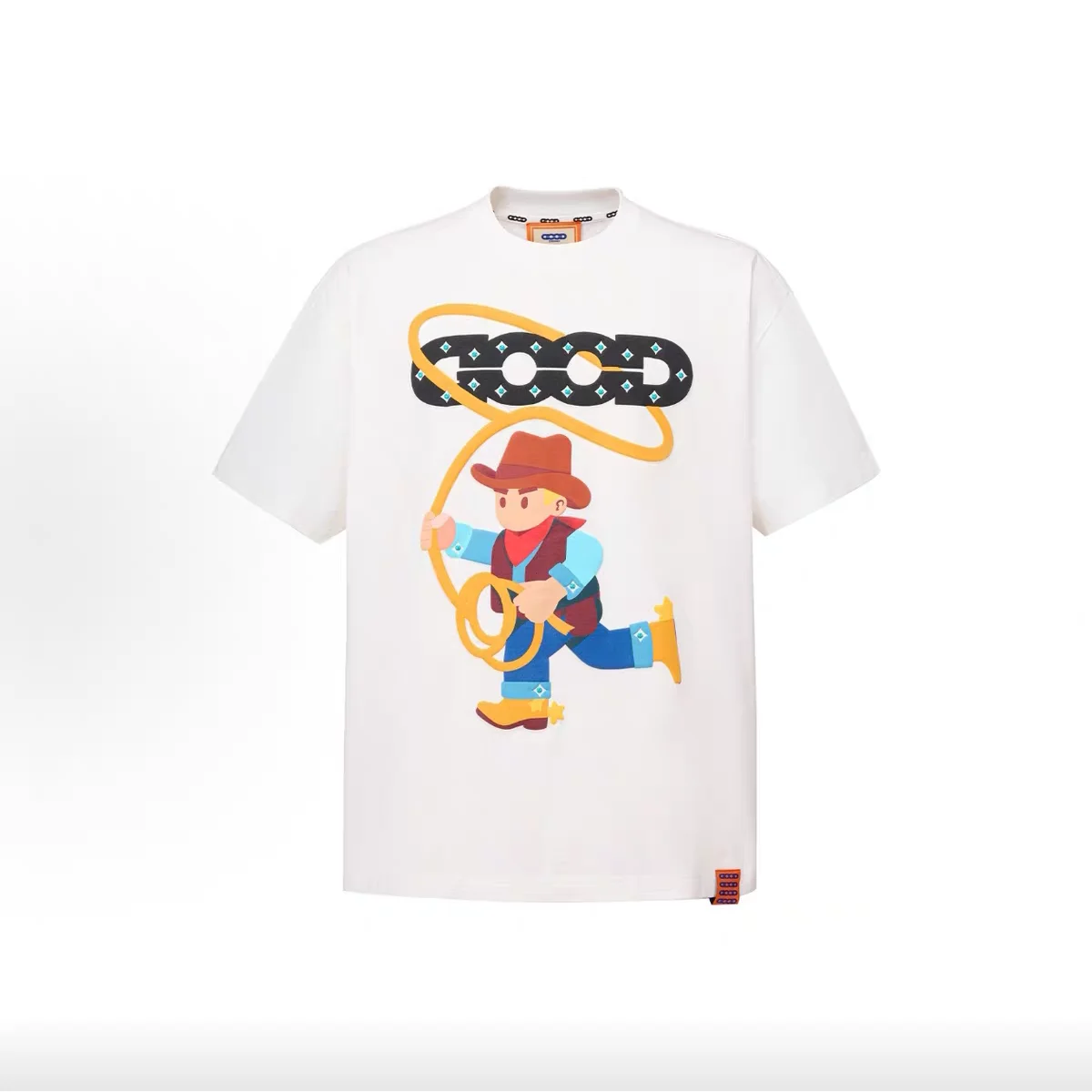 Other Unisex Good Cowboy Print T-Shirt White White - 1