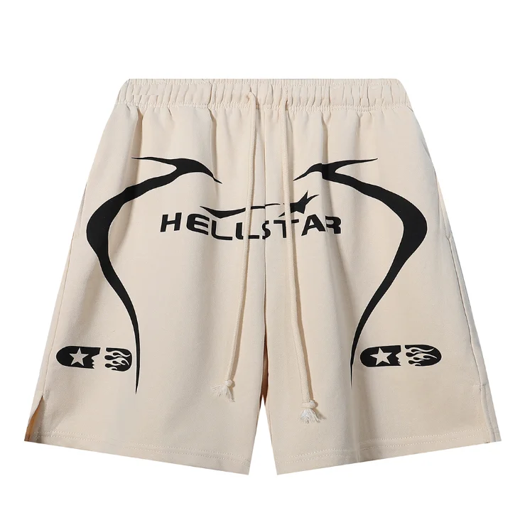 Hellstar Hellstar Beige Flame Print Shorts Beige - 1