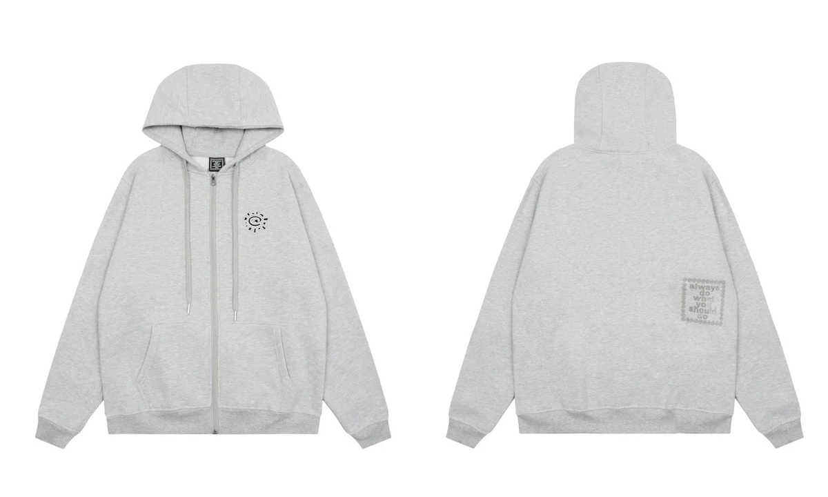 Other Unisex AD206 Grey Zip-Up Hoodie Grey - 1