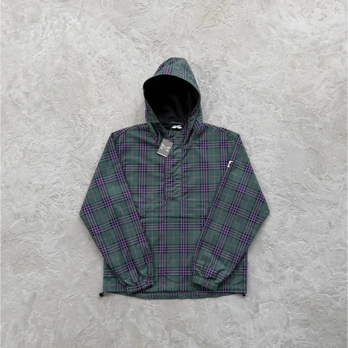 Other Green Purple Plaid Hooded Jacket Green - 1