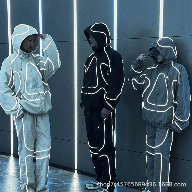 Adidas Adidas Reflective Piping Grey Tracksuit Grey