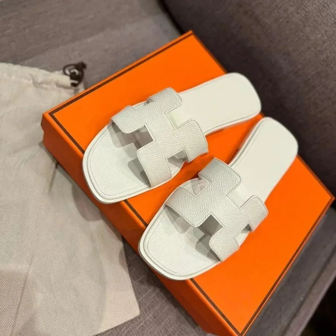 Hermès Hermès H Orsay White Leather Sandals White