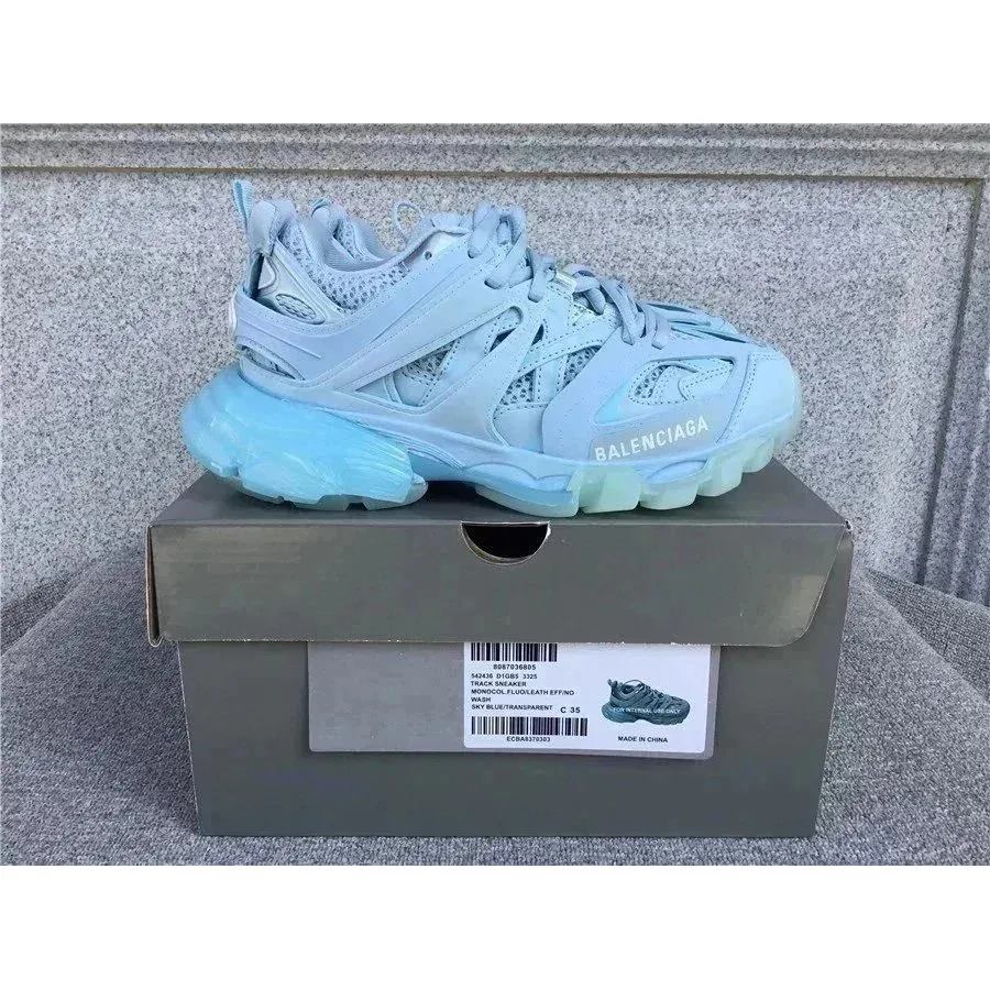 Balenciaga Balenciaga Track Mondool Fluoleather Effind Light Blue Sneakers Blue - 1