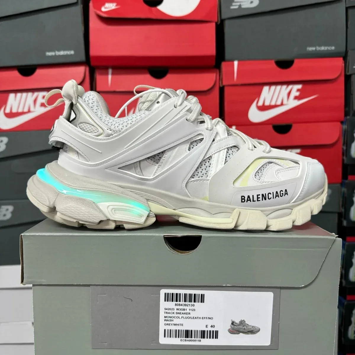 Balenciaga Balenciaga Track Monocol. Fluo/Leath EffiNo White LED Sneakers White - 1