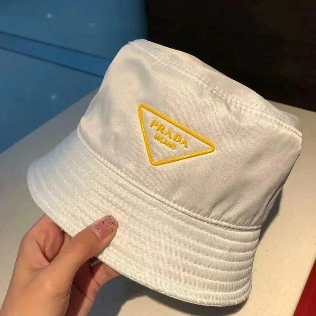 Prada Prada White Triangle Logo Bucket Hat White