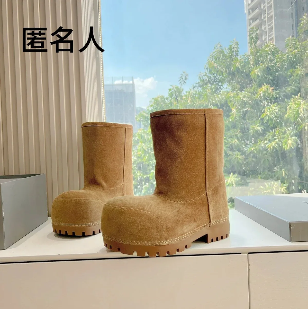 Other Unisex Suede Mid-Calf Boots Beige Snow Boots Beige - 1