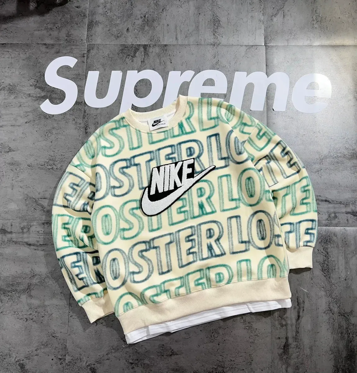 Nike Nike D-1 Apricot All-Over Print Crewneck Sweatshirt Beige