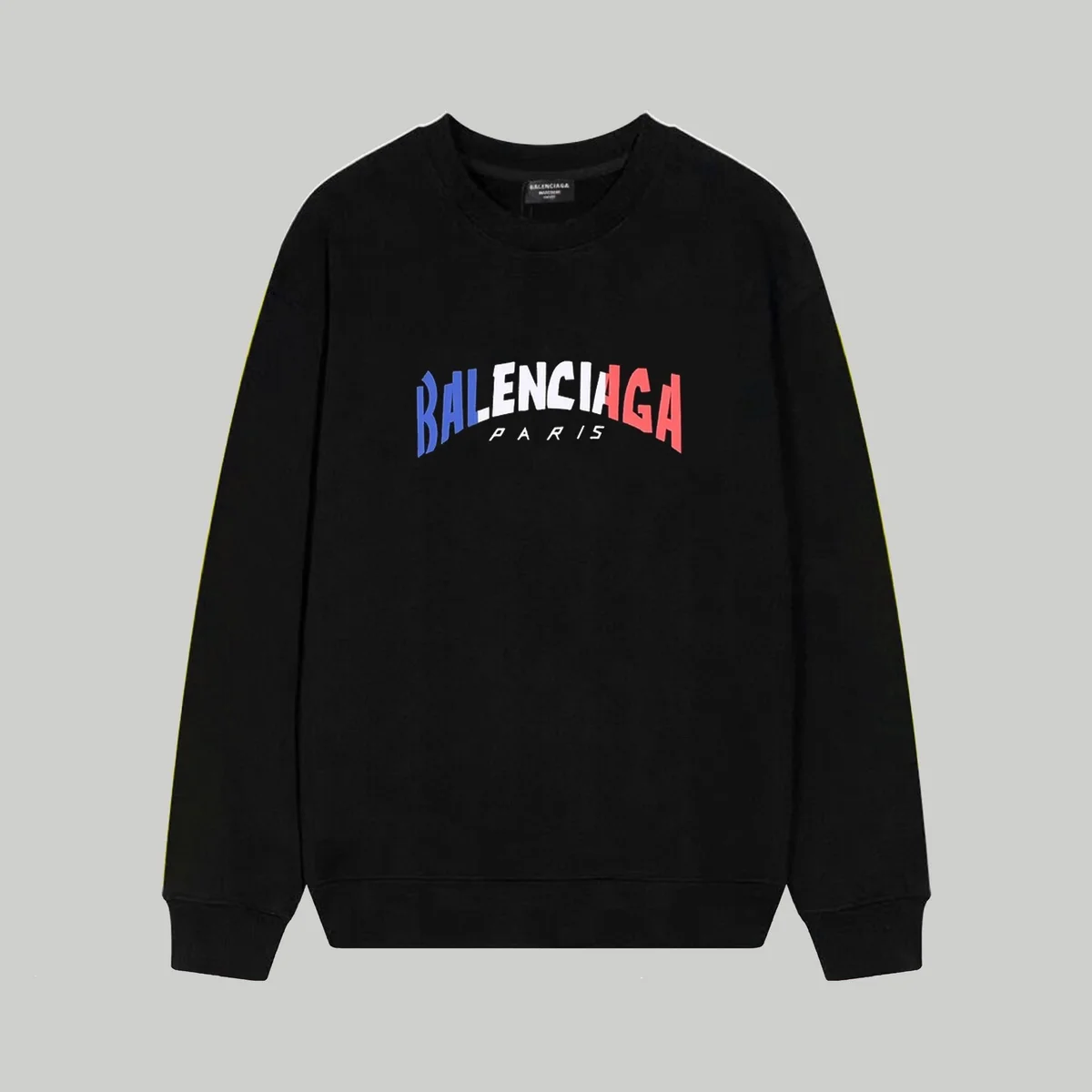 Balenciaga Balenciaga Black Paris Logo Crewneck Sweatshirt Black - 1