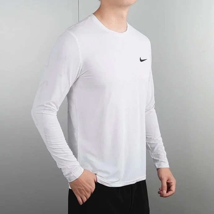 Nike Nike White Solid Long Sleeve T-Shirt White