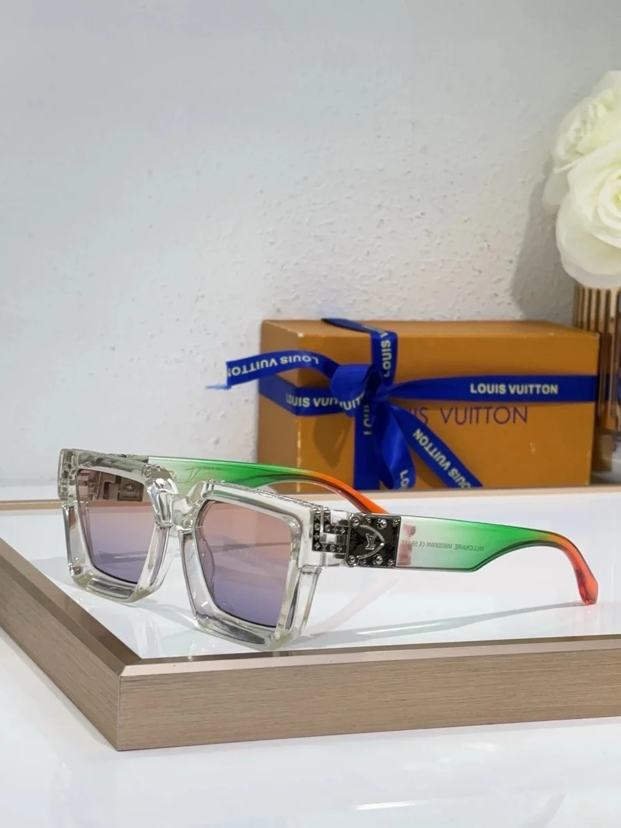 Louis Vuitton Louis Vuitton Clear/Gradient Green-Orange Square Sunglasses Multicolor