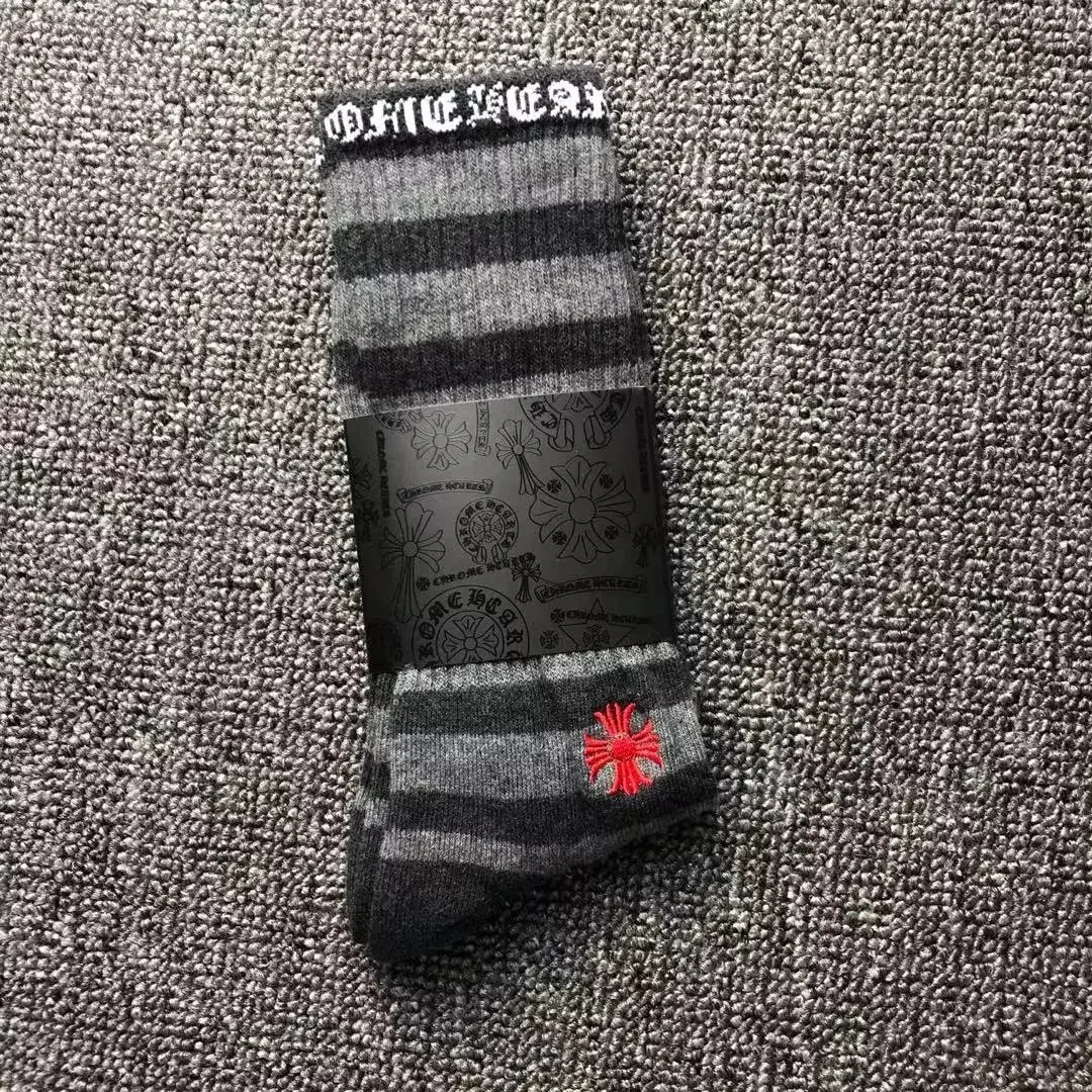 Chrome Hearts Chrome Hearts Black Grey Striped Socks Grey - 1