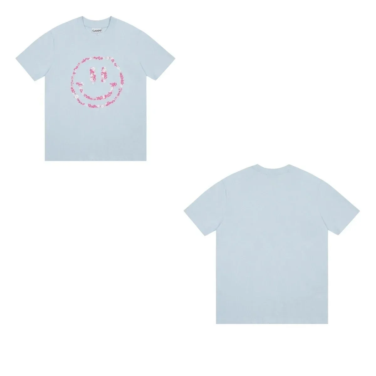 Ganni Ganni Smile Print T-Shirt Light Blue GA11 Blue - 1