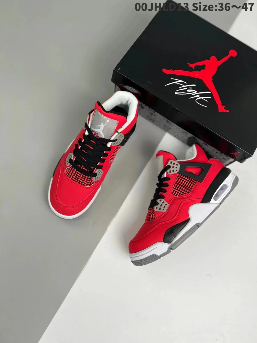 Jordan Nike Air Jordan 4 Fire Red Sneakers Red - 1