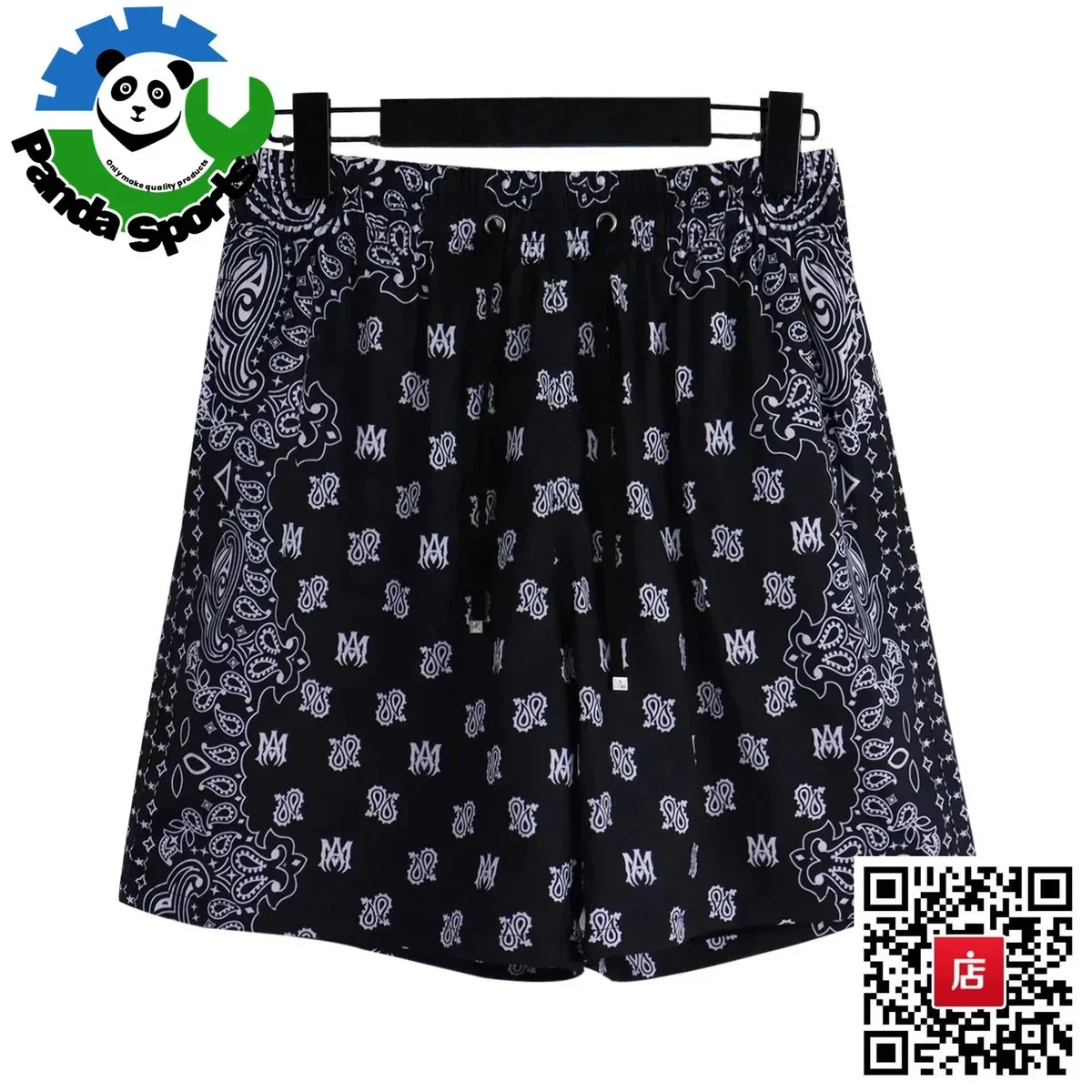 Other Patterned Shorts Black with White Paisley Print Black - 1