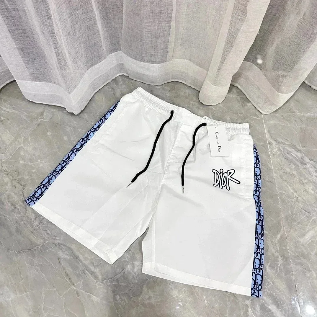 Dior Dior White & Blue Oblique Print Shorts White - 1