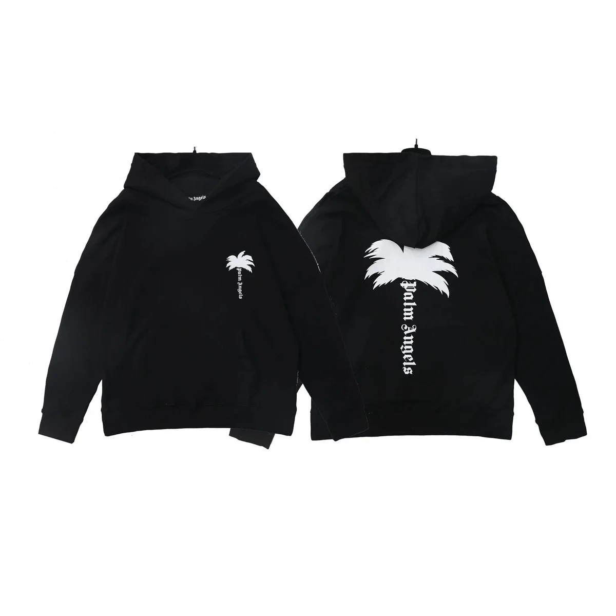Palm Angels Palm Angels Bear Black Hoodie with Palm Tree Print Black - 1