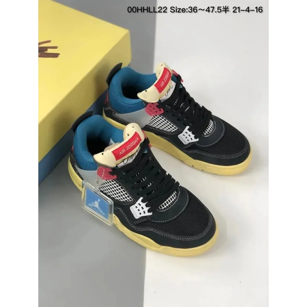 Jordan Nike Air Jordan 4 Black/Blue Yellow Sneakers Black - 1
