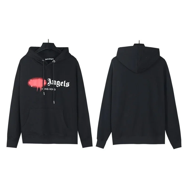 Palm Angels Palm Angels Angels Black Hoodie with Red Print Black