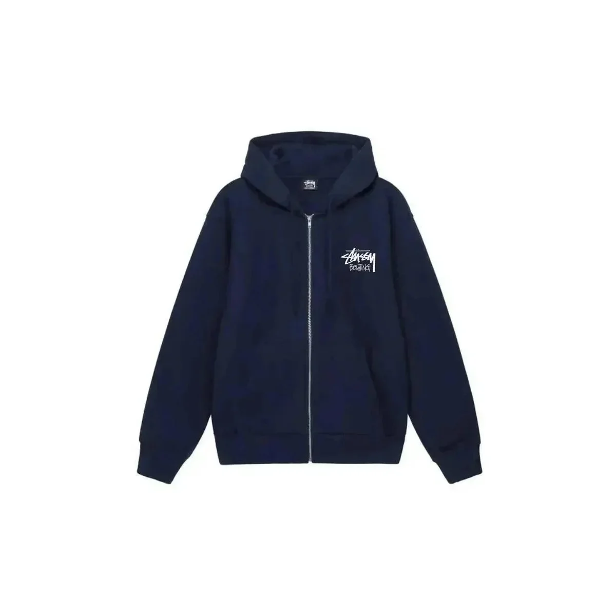 Stussy Stussy Zip-Up Hoodie Navy Solid Top Navy - 1