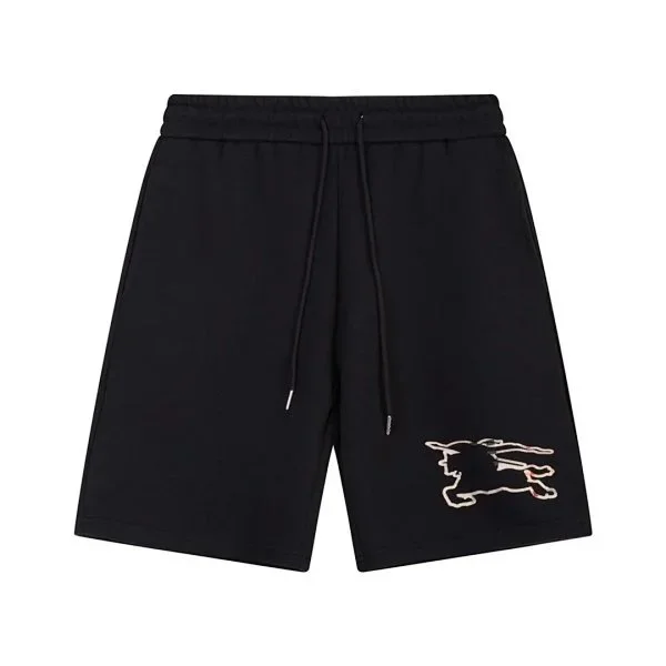 Essentials Black Embroidered Shorts with Drawstring Waist Black - 1
