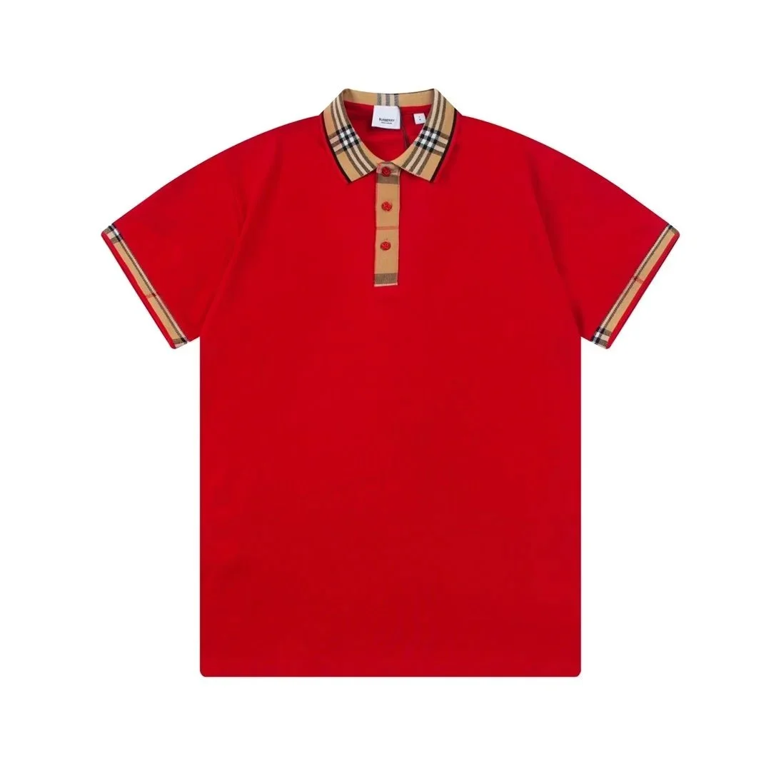Burberry Burberry Red Polo Shirt with Check Collar Red - 1
