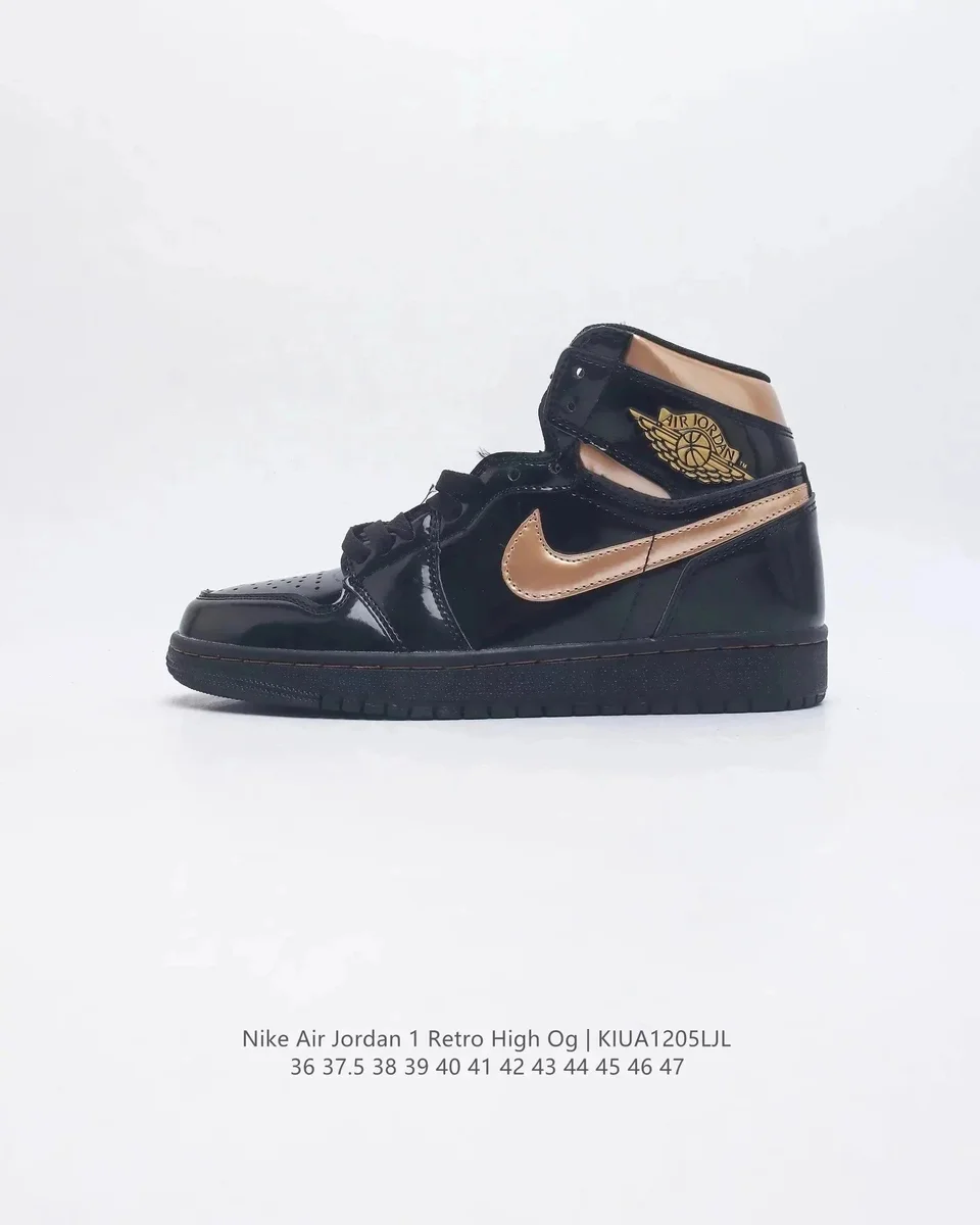 Jordan Nike Air Jordan 1 Retro High OG Black Gold Sneakers Black - 1