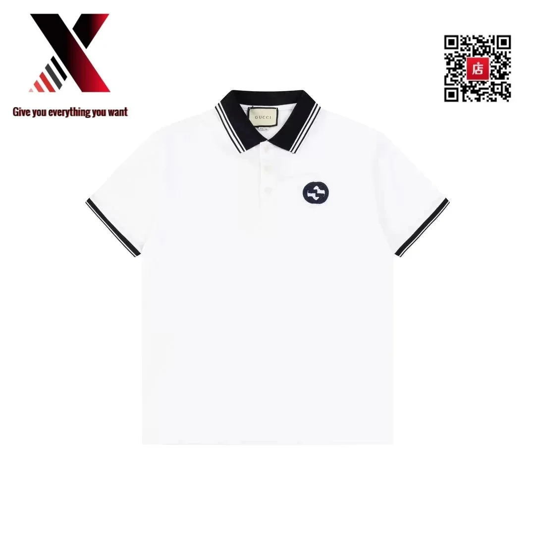 Gucci Gucci White Polo Shirt with Black Trim and Embroidered Logo White - 1